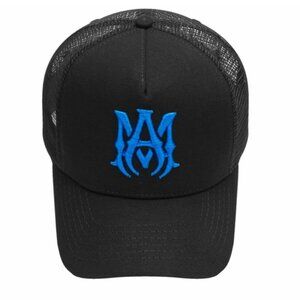Amiri M.A. Embroidered Black & Blue Core Logo Trucker Hat- New with tags